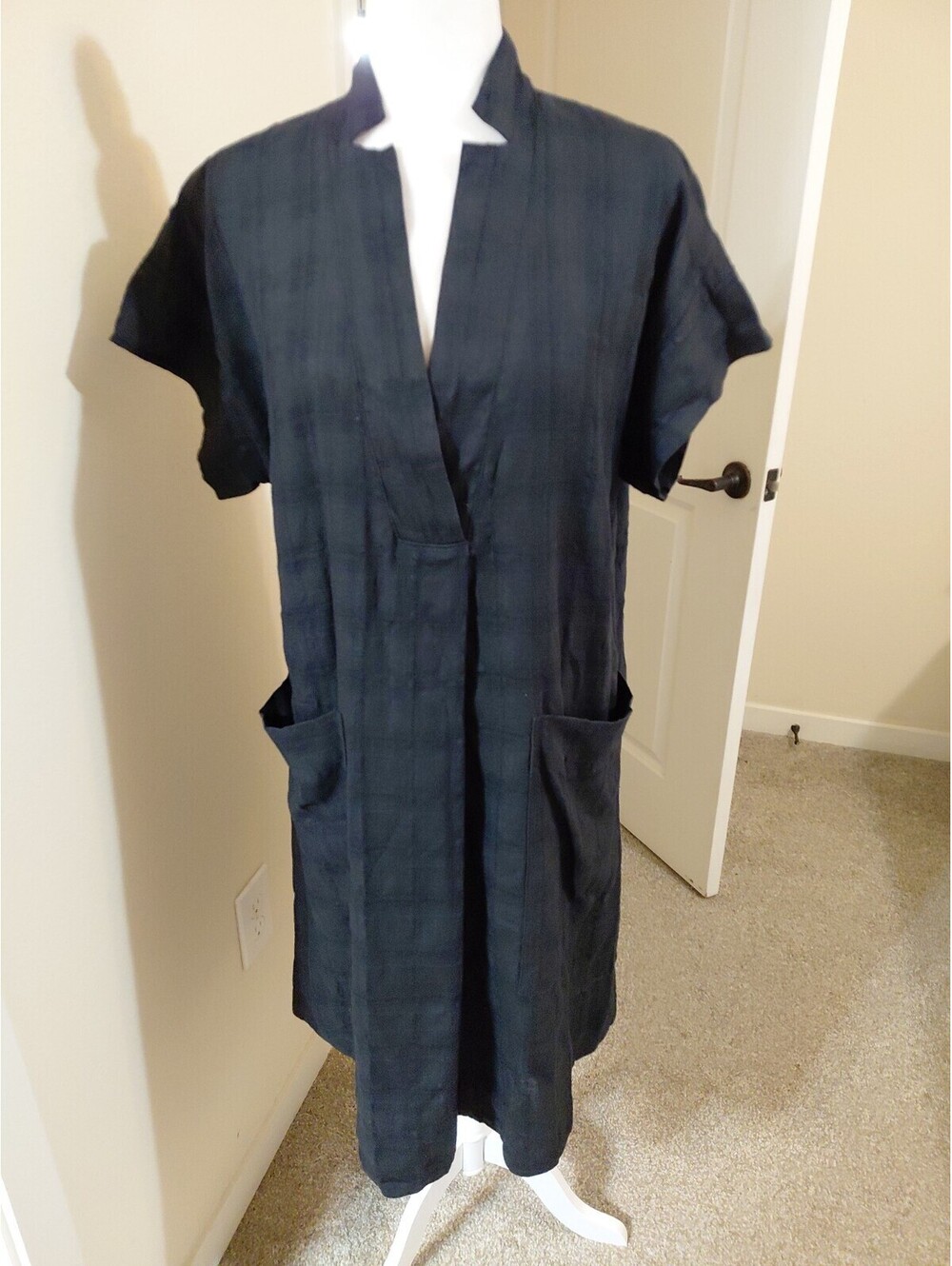 Banana Republic Black Laurel Linen Cotton Utility Dress Size M EUC #488